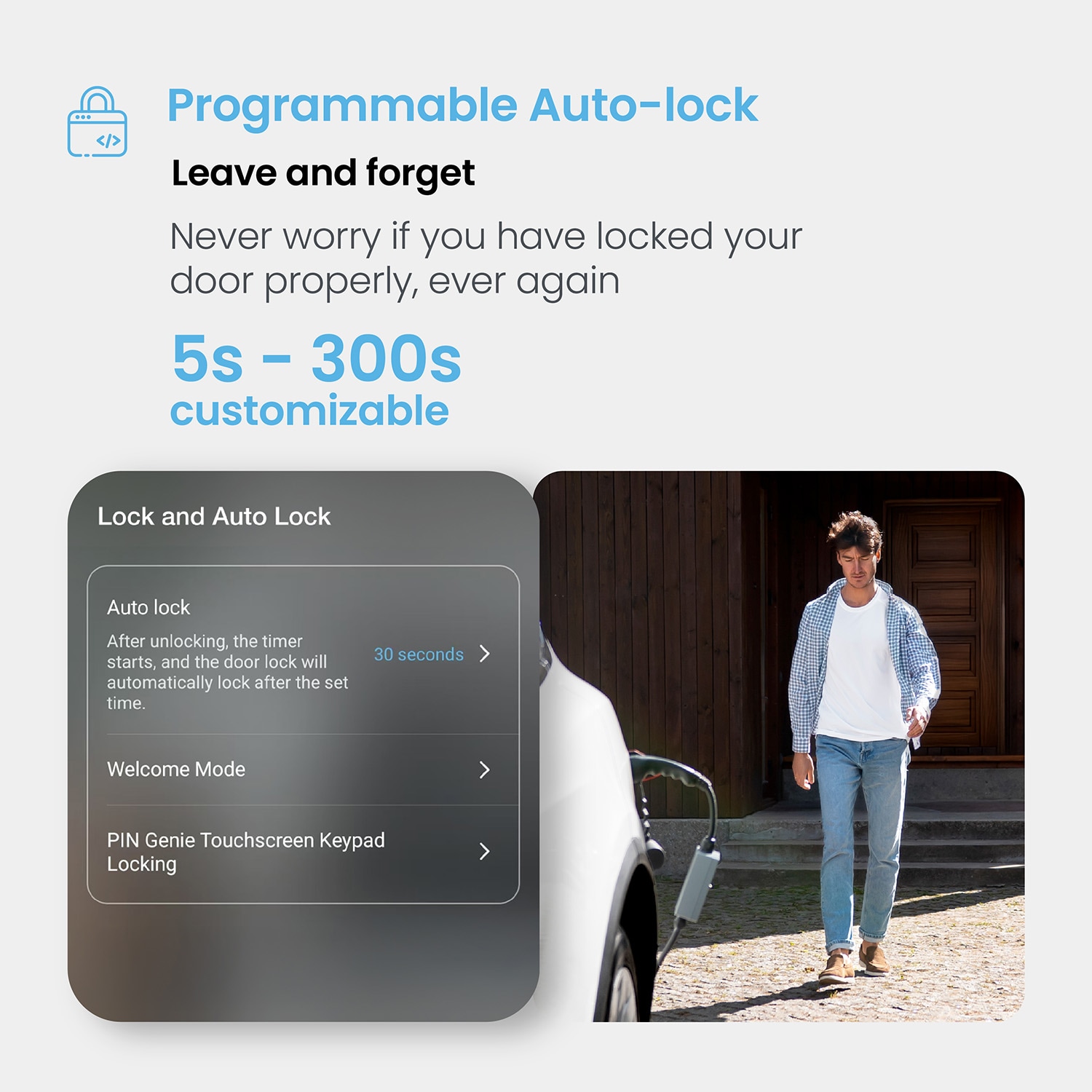 Lockly Secure Plus Deadbolt Bluetooth Smart Locks Satin Nickel Smart Wi-Fi and Bluetooth Touchscreen Keypad Electronic Deadbolt Lock