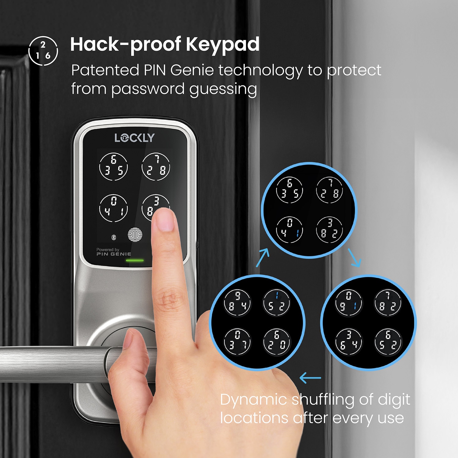 Lockly Secure Pro Latch Wi-Fi Smart Locks Satin Nickel Smart Wi-Fi and Bluetooth Touchscreen Keypad Electronic Handle Lock