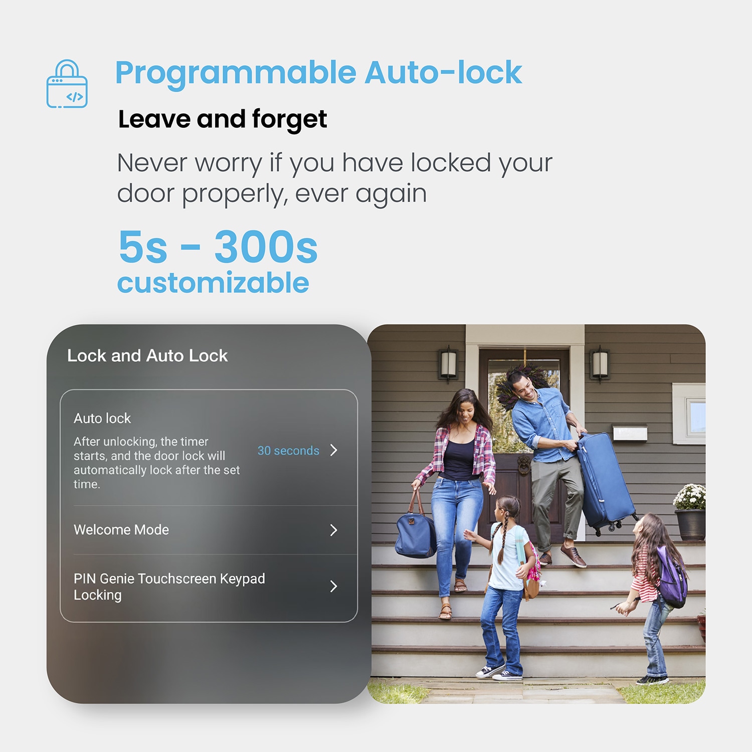 Lockly Secure Pro Latch Wi-Fi Smart Locks Satin Nickel Smart Wi-Fi and Bluetooth Touchscreen Keypad Electronic Handle Lock