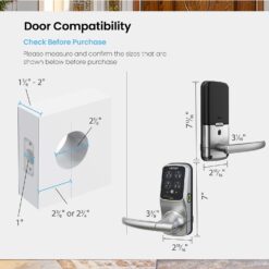 Lockly Secure Pro Latch Wi-Fi Smart Locks Satin Nickel Smart Wi-Fi and Bluetooth Touchscreen Keypad Electronic Handle Lock