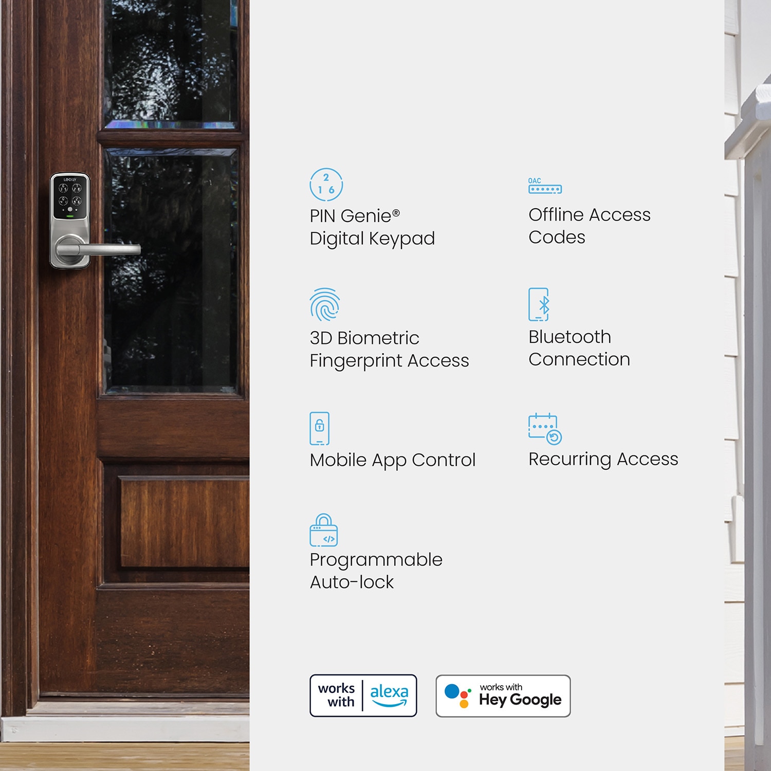 Lockly Secure Pro Latch Wi-Fi Smart Locks Satin Nickel Smart Wi-Fi and Bluetooth Touchscreen Keypad Electronic Handle Lock