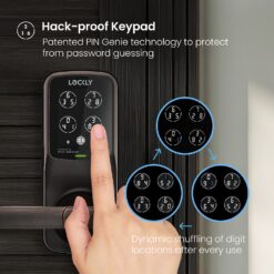 Lockly Secure Pro Latch Wi-Fi Smart Locks Venetian Bronze Smart Wi-Fi and Bluetooth Touchscreen Keypad Electronic Deadbolt and Handle Lock