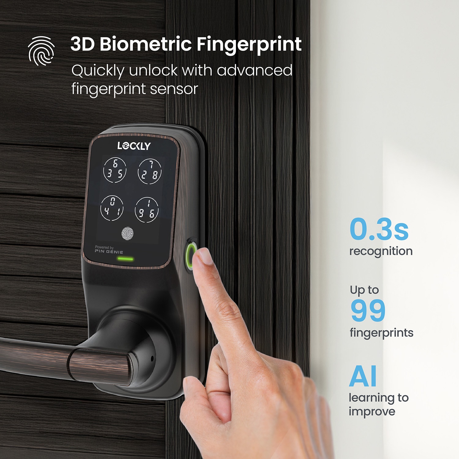 Lockly Secure Pro Latch Wi-Fi Smart Locks Venetian Bronze Smart Wi-Fi and Bluetooth Touchscreen Keypad Electronic Deadbolt and Handle Lock