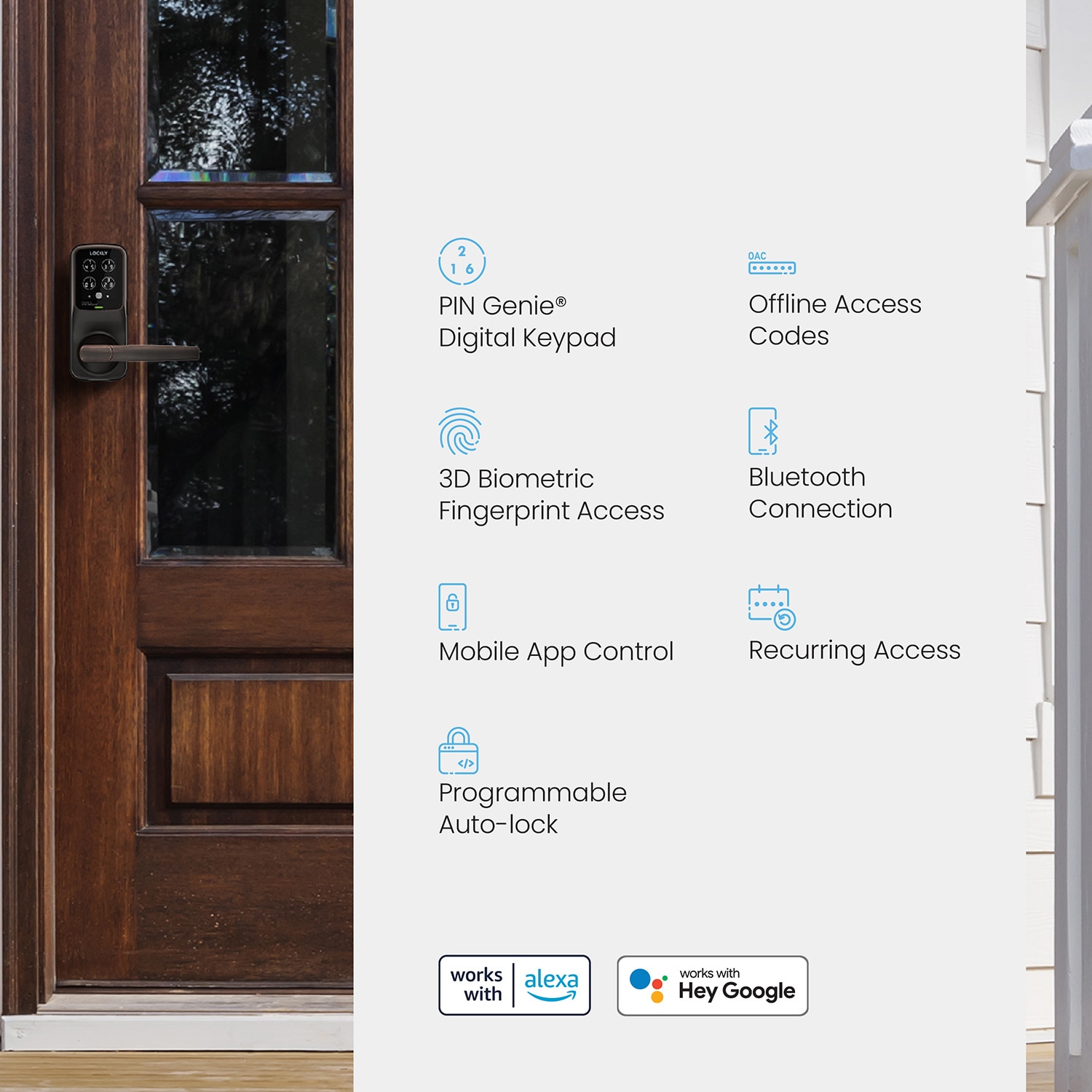 Lockly Secure Pro Latch Wi-Fi Smart Locks Venetian Bronze Smart Wi-Fi and Bluetooth Touchscreen Keypad Electronic Deadbolt and Handle Lock