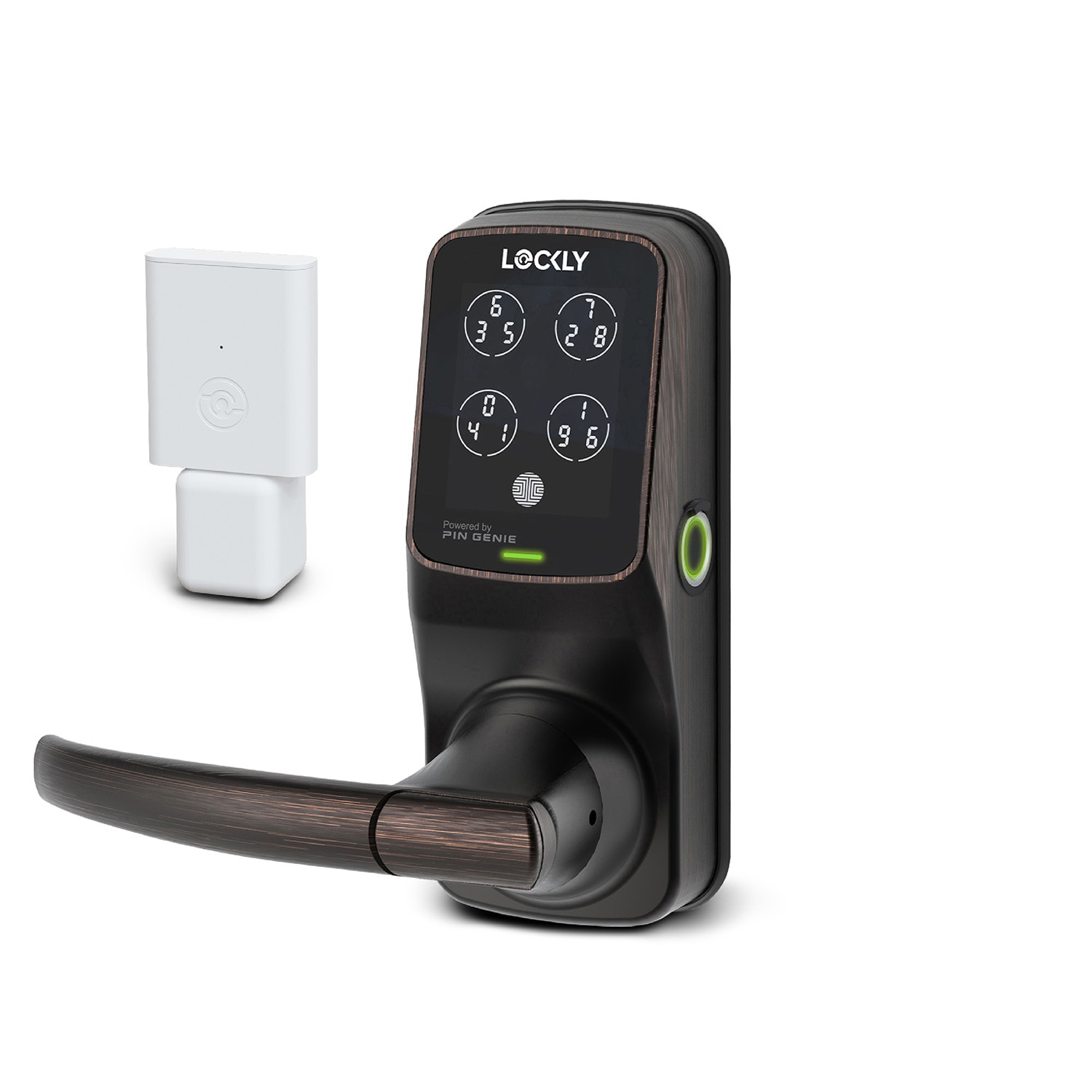 Lockly Secure Pro Latch Wi-Fi Smart Locks Venetian Bronze Smart Wi-Fi and Bluetooth Touchscreen Keypad Electronic Deadbolt and Handle Lock