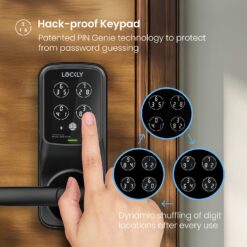 Lockly PGD628WMB Secure Pro Latch Matte Black Smart Wi-Fi and Bluetooth Touchscreen Keypad Electronic Handle Lock