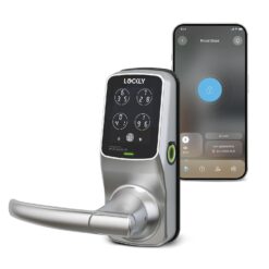 Lockly Secure Plus Latch Bluetooth Smart Locks Satin Nickel Smart Wi-Fi and Bluetooth Touchscreen Keypad Electronic Handle Lock