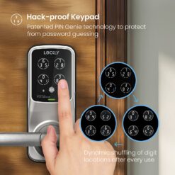 Lockly Secure Plus Latch Bluetooth Smart Locks Satin Nickel Smart Wi-Fi and Bluetooth Touchscreen Keypad Electronic Handle Lock
