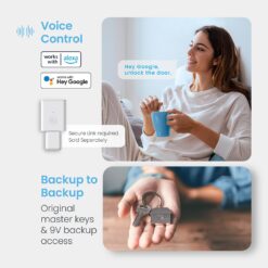 Lockly Secure Plus Latch Bluetooth Smart Locks Satin Nickel Smart Wi-Fi and Bluetooth Touchscreen Keypad Electronic Handle Lock