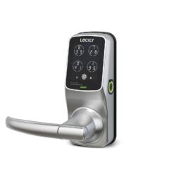 Lockly Secure Plus Latch Bluetooth Smart Locks Satin Nickel Smart Wi-Fi and Bluetooth Touchscreen Keypad Electronic Handle Lock