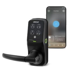 Lockly Secure Plus Latch Bluetooth Smart Locks Matte Black Smart Wi-Fi and Bluetooth Touchscreen Keypad Electronic Handle Lock