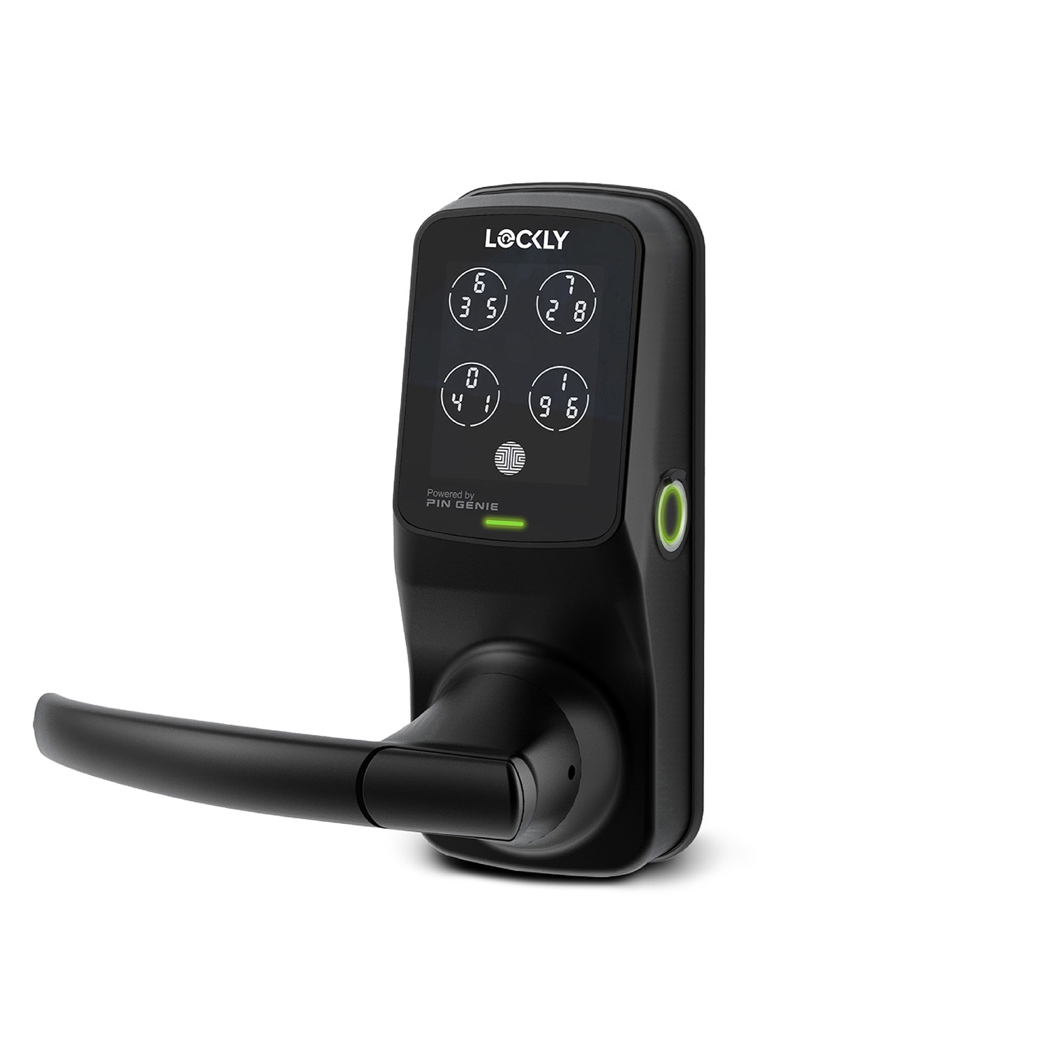 Lockly Secure Plus Latch Bluetooth Smart Locks Matte Black Smart Wi-Fi and Bluetooth Touchscreen Keypad Electronic Handle Lock
