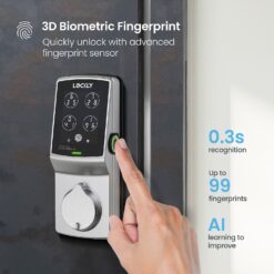 Lockly Secure Pro Deadbolt Secure Pro Deadbolt Satin Nickel Smart Wi-Fi and Bluetooth Touchscreen Keypad Electronic Deadbolt Lock