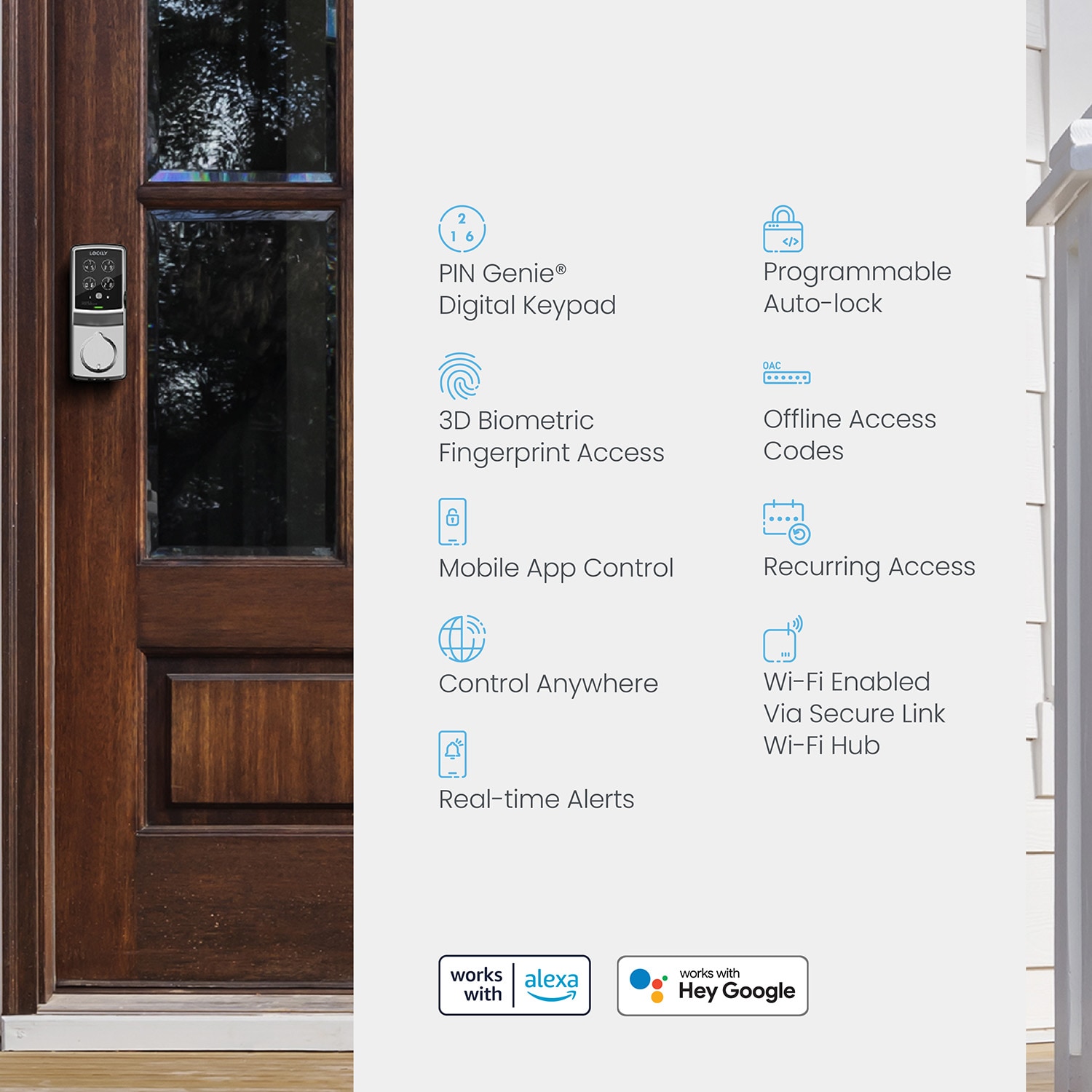 Lockly Secure Pro Deadbolt Secure Pro Deadbolt Satin Nickel Smart Wi-Fi and Bluetooth Touchscreen Keypad Electronic Deadbolt Lock