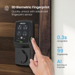 Lockly Secure Pro Deadbolt Secure Pro Deadbolt Matte black Smart Wi-Fi and Bluetooth Touchscreen Keypad Electronic Deadbolt Lock