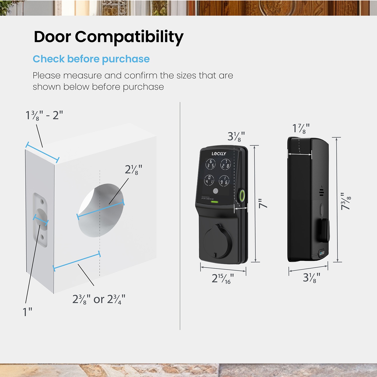Lockly Secure Pro Deadbolt Secure Pro Deadbolt Matte black Smart Wi-Fi and Bluetooth Touchscreen Keypad Electronic Deadbolt Lock