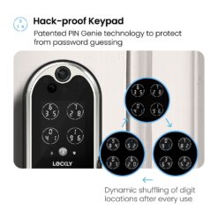 Lockly Vision Elite Video Doorbell Smart Locks Satin Nickel Smart Wi-Fi and Bluetooth Touchscreen Keypad Electronic Deadbolt Lock
