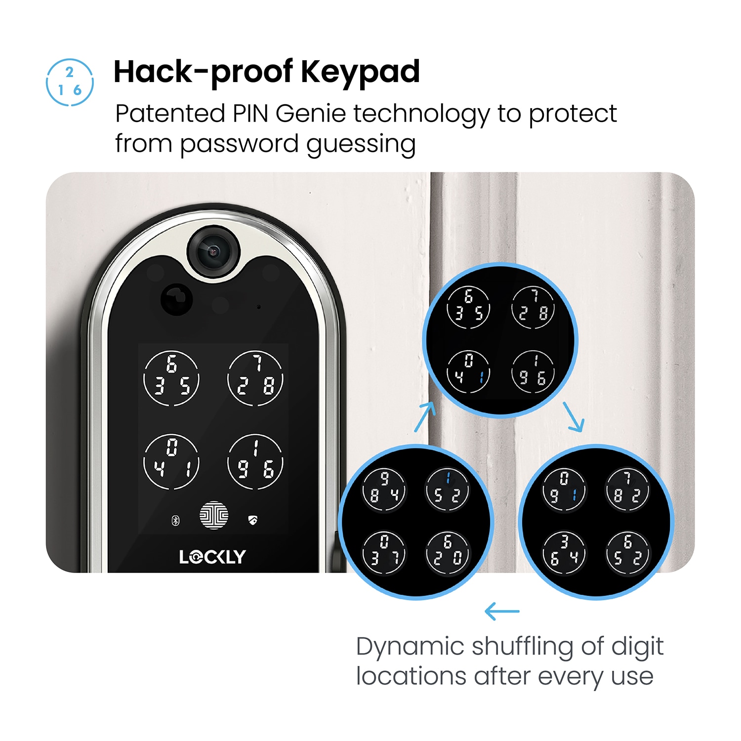Lockly Vision Elite Video Doorbell Smart Locks Satin Nickel Smart Wi-Fi and Bluetooth Touchscreen Keypad Electronic Deadbolt Lock