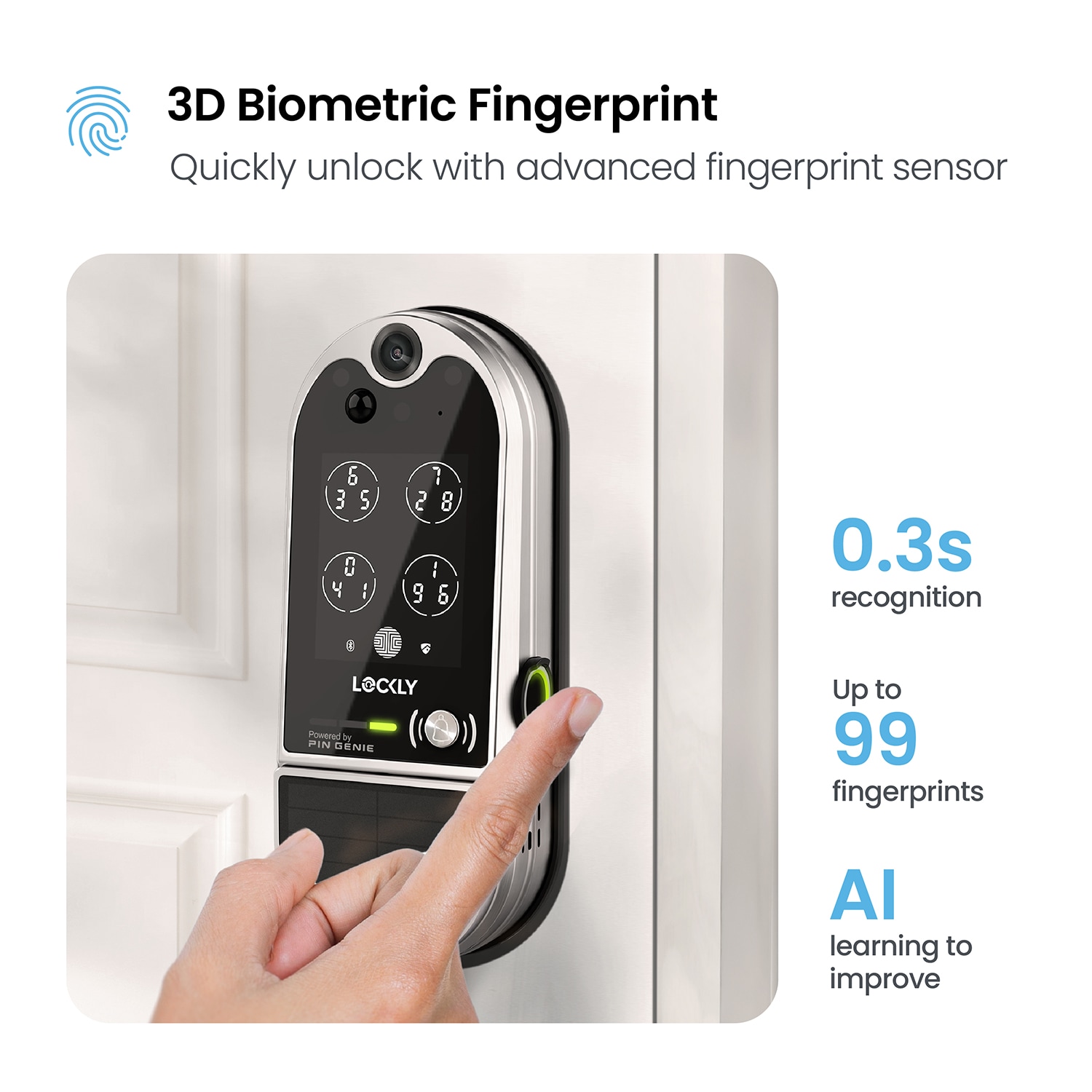 Lockly Vision Elite Video Doorbell Smart Locks Satin Nickel Smart Wi-Fi and Bluetooth Touchscreen Keypad Electronic Deadbolt Lock