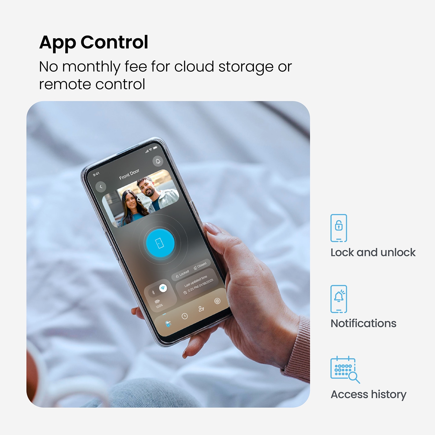 Lockly Vision Elite Video Doorbell Smart Locks Satin Nickel Smart Wi-Fi and Bluetooth Touchscreen Keypad Electronic Deadbolt Lock