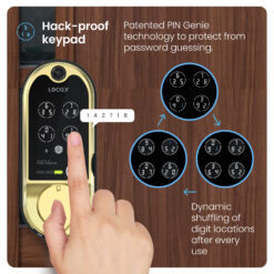 Lockly Vision Video Doorbell Smart Locks Brushed Gold Smart Wi-Fi and Bluetooth Touchscreen Keypad Electronic Deadbolt Lock