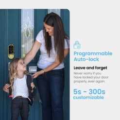 Lockly Vision Video Doorbell Smart Locks Brushed Gold Smart Wi-Fi and Bluetooth Touchscreen Keypad Electronic Deadbolt Lock