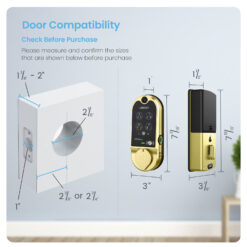 Lockly Vision Video Doorbell Smart Locks Brushed Gold Smart Wi-Fi and Bluetooth Touchscreen Keypad Electronic Deadbolt Lock