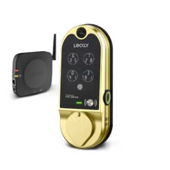 Lockly Vision Video Doorbell Smart Locks Brushed Gold Smart Wi-Fi and Bluetooth Touchscreen Keypad Electronic Deadbolt Lock