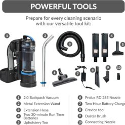 Prolux Residential Bagless Backpack Vacuum Cleaner with HEPA Filter