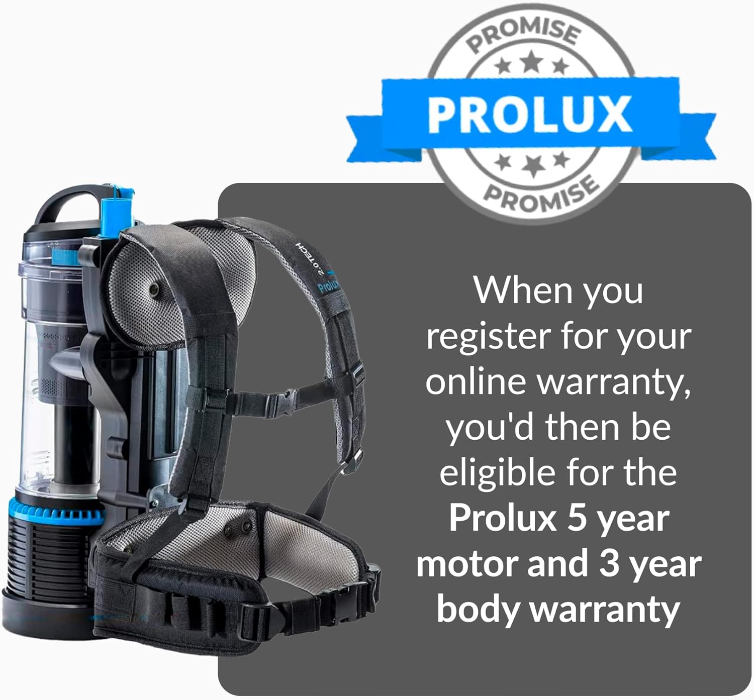 Prolux Residential Bagless Backpack Vacuum Cleaner with HEPA Filter