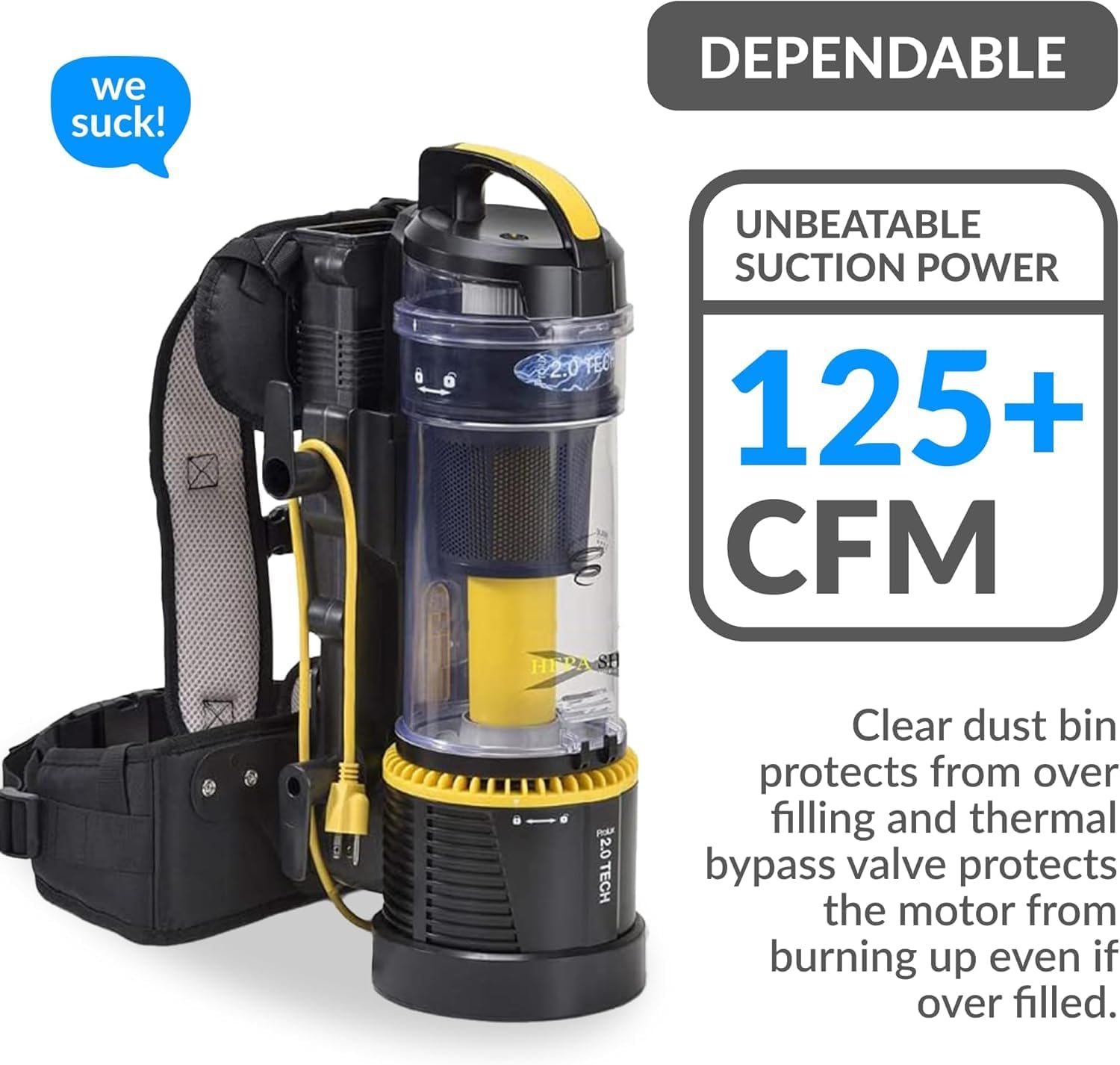 Prolux Commercial/Residential Pet Bagless Backpack Vacuum Cleaner with HEPA Filter