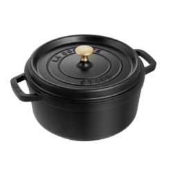 STAUB Cast Iron Dutch Oven 4-qt Round Cocotte, Serves 3-4, Matte Black