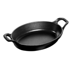 Staub Cast Iron 9.5-inch x 6.75-inch Oval Baking Dish - Matte Black, Made in France