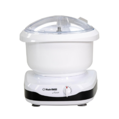 NutriMill Artiste Kitchen Electric Stand Mixer 500 Watt 6.5 Quart Bowl with Dough Hook & Wire Whips (Black Trim)