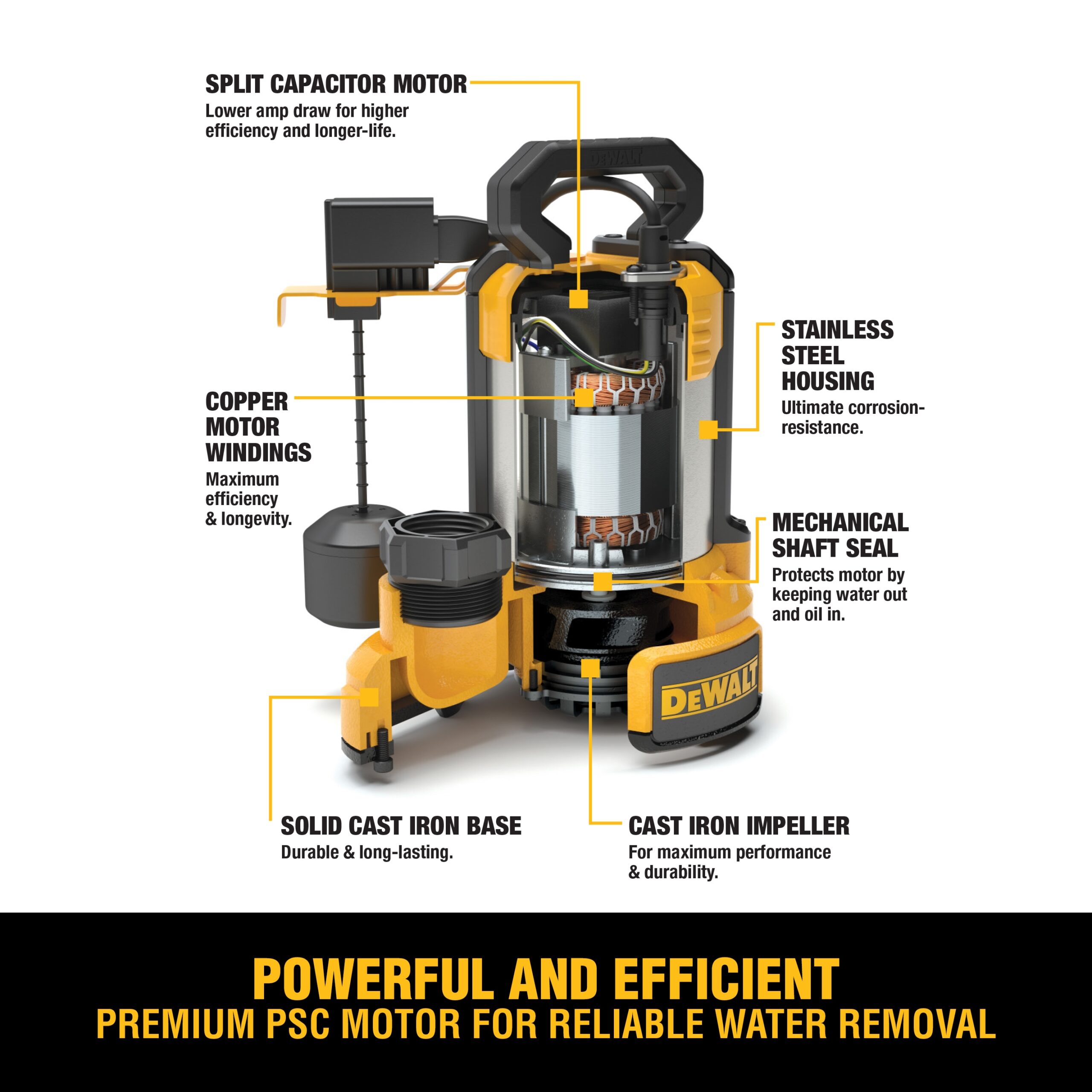 DEWALT 1-HP 115 -Volt 117-Gallon Stainless steel Submersible sump pump