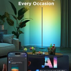 Govee RGBIC Floor Lamp Basic, LED Corner Lamp Works with Alexa, 1000 Lumen Smart Modern Floor Lamp, Black