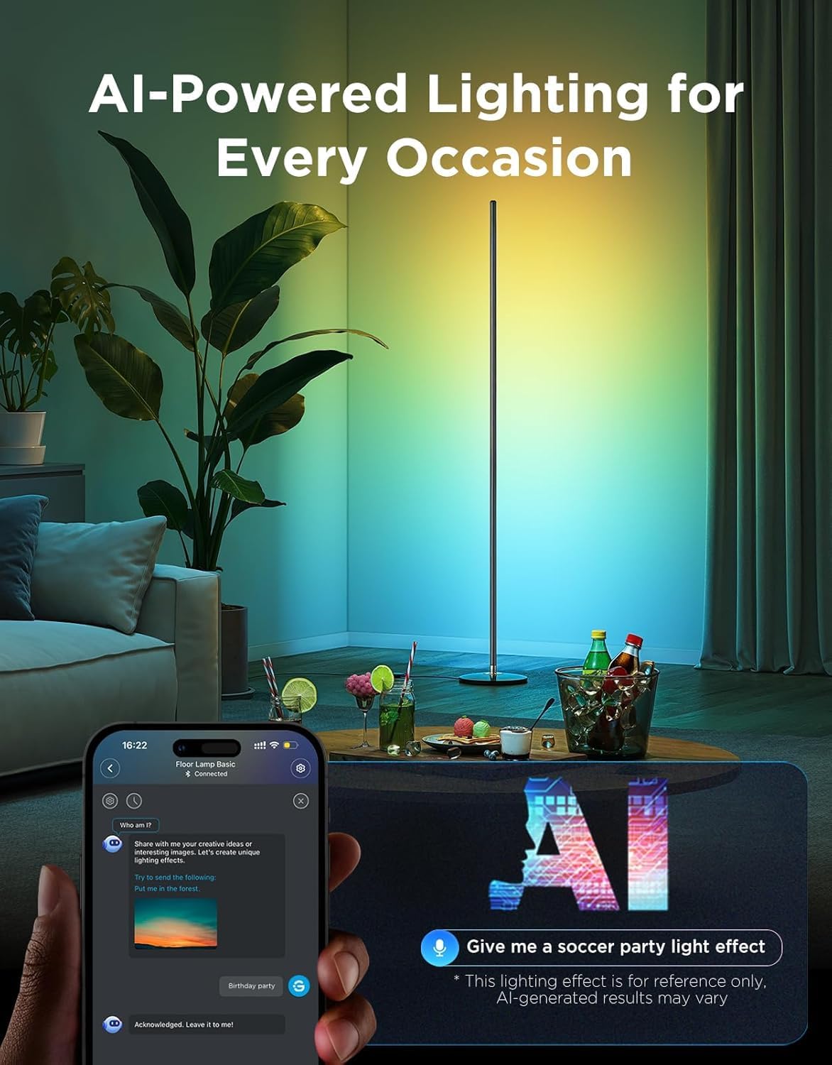 Govee RGBIC Floor Lamp Basic, LED Corner Lamp Works with Alexa, 1000 Lumen Smart Modern Floor Lamp, Black