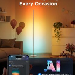 Govee RGBIC Floor Lamp, LED Corner Lamp Works with Alexa, Smart Modern Floor Lamp, Silver