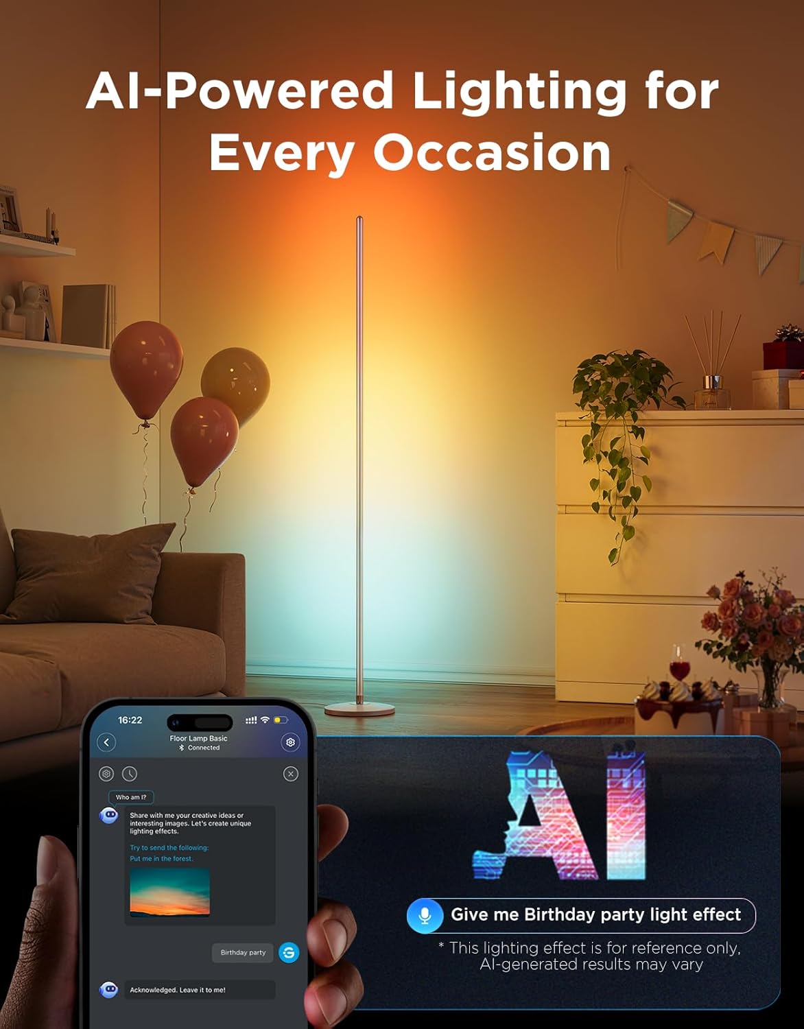 Govee RGBIC Floor Lamp, LED Corner Lamp Works with Alexa, Smart Modern Floor Lamp, Silver