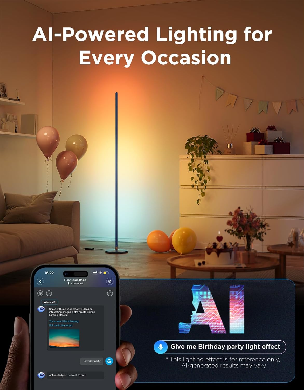 Govee RGBIC Floor Lamp Basic, LED Corner Lamp Works with Alexa, Smart Modern Floor Lamp, Blue