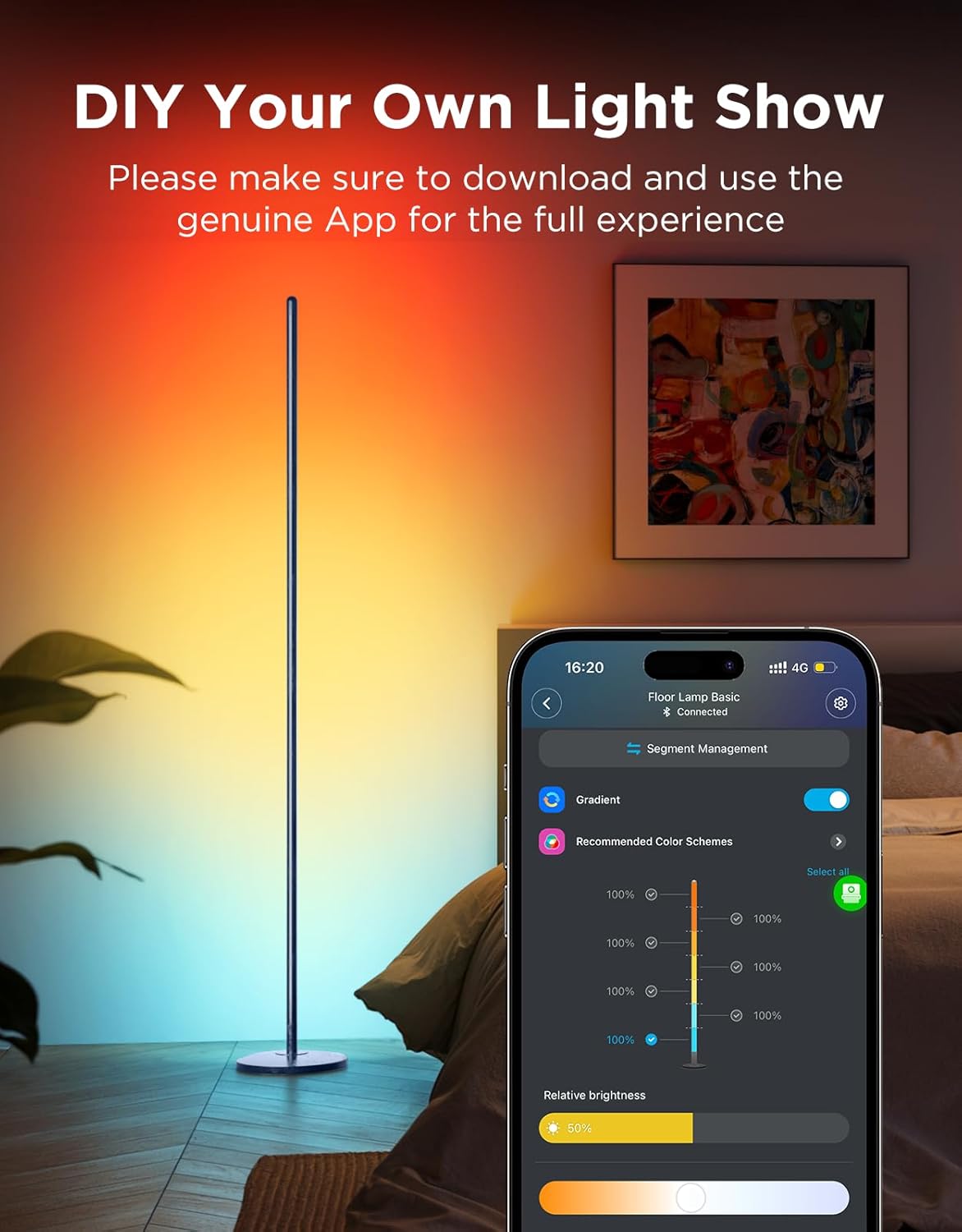 Govee RGBIC Floor Lamp Basic, LED Corner Lamp Works with Alexa, Smart Modern Floor Lamp, Blue