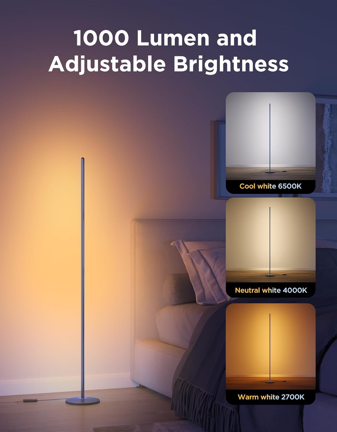 Govee RGBIC Floor Lamp Basic, LED Corner Lamp Works with Alexa, Smart Modern Floor Lamp, Blue