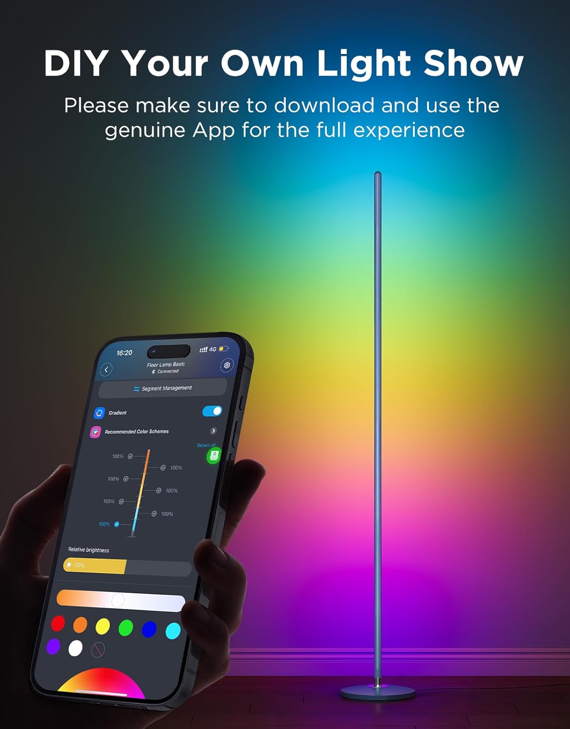 Govee RGBIC Floor Lamp Basic, LED Corner Lamp Works with Alexa, Smart Modern Floor Lamp, Blue