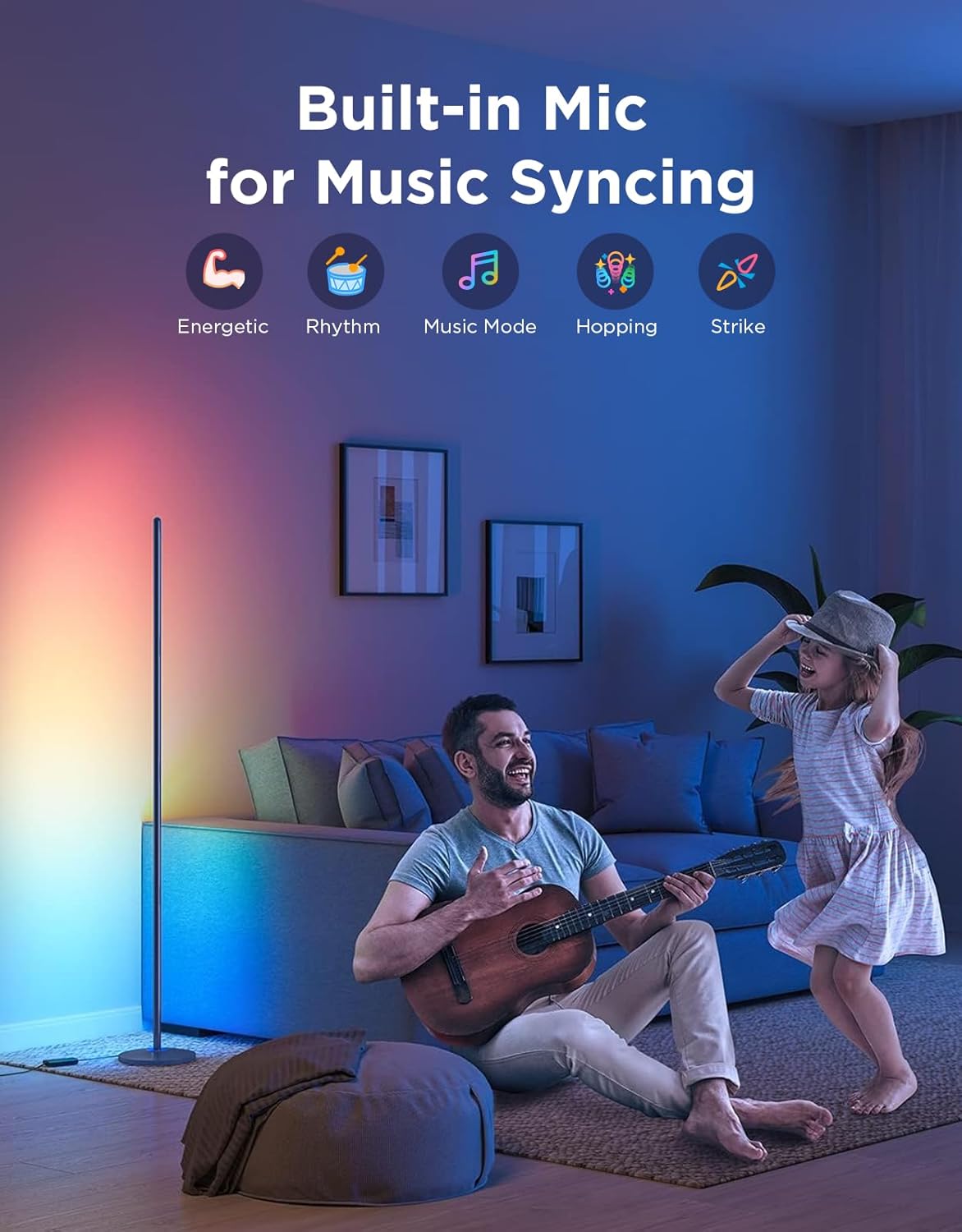 Govee RGBIC Floor Lamp Basic, LED Corner Lamp Works with Alexa, Smart Modern Floor Lamp, Blue