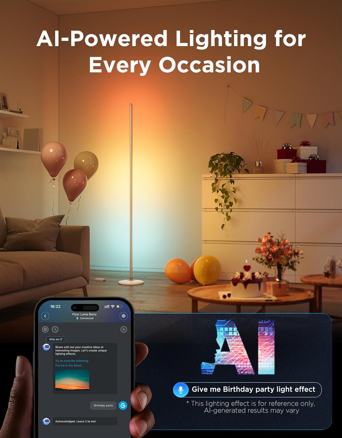 Govee RGBIC Floor Lamp Basic, LED Corner Lamp Works with Alexa, 1000lm Modern Floor Lamp, Champagne