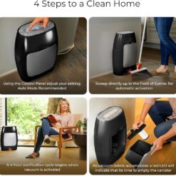 EyeVac Air 2-in-1 HEPA Air Purifier & Touchless Vacuum Automatic Dustpan, Black/Silver