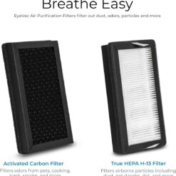 EyeVac Air 2-in-1 HEPA Air Purifier & Touchless Vacuum Automatic Dustpan, White/Silver