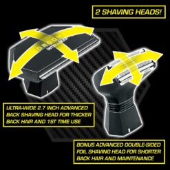 MANGROOMER - INTELLIMAX PRO - New Back Shaver with 2 Shock Absorber Flex Heads, Power Hinge, Extreme Reach Handle and Advanced 2.7