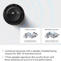 BALMUDA The Speaker | Portable Bluetooth Speaker | 3D Crystal Sound & LED Light Show | Rechargeable | USB-C | 3 Light Modes: Candle, Ambient, & Beat | 7-Hour Playtime for Live Concert Feel at Home