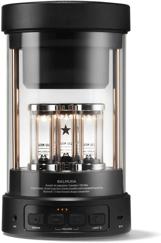 BALMUDA The Speaker | Portable Bluetooth Speaker | 3D Crystal Sound & LED Light Show | Rechargeable | USB-C | 3 Light Modes: Candle, Ambient, & Beat | 7-Hour Playtime for Live Concert Feel at Home